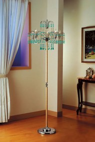 5-light floor lamp chrome and  crystal Antique Green- 406/P5- Royal Crystal - Arredoluce Cromo