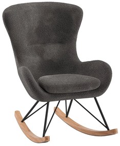 Sedia a dondolo grigia in tessuto bouclé ROCKY - Vipack