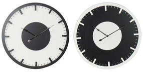 Orologio da Parete DKD Home Decor Nero Bianco Legno MDF (50 x 4.5 x 50 cm) (2 pezzi)