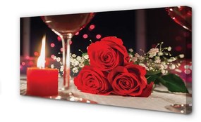 Quadro su tela Vetro di candele di rose 100x50 cm