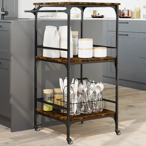 Carrello Da Cucina Rovere Fumo 60,5x50x105 Cm Legno Multistrato /