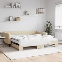 Divano Letto Estraibile con Materassi Crema 100x200 cm Tessutocod mxl 107115