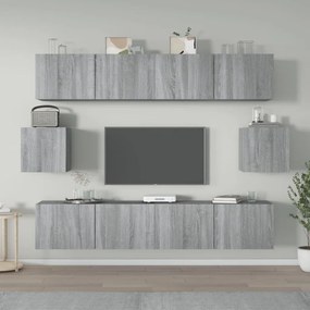 Set di mobili porta tv 6 pz grigio sonoma in legno multistrato