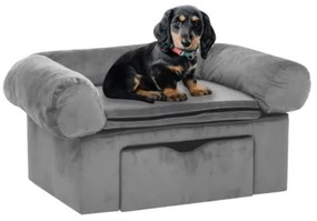 Divano per Cani con Cassetto Grigio 75x50x38 cm in Peluche