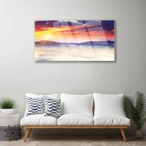 Quadro acrilico Montagna, sole, paesaggio 100x50 cm