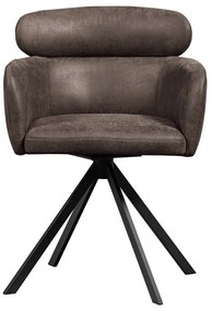 Sedia da pranzo marrone scuro in imbottito con braccioli Fenne – WOOOD