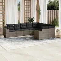 Set Divano da Giardino 9 pz con Cuscini Grigio in Polyrattancod mxl 116688