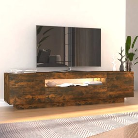 Mobile Porta TV con Luci LED Rovere Fumo 160x35x40 cm