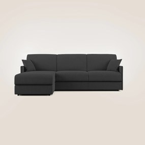 Evans Divano letto angolare con penisola in morbido tessuto impermeabile T02 nero