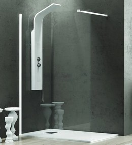 Parete doccia walk in 130 cm con profilo bianco opaco KW-100W - KAMALU