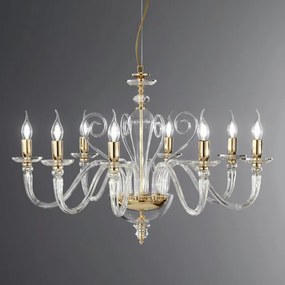 Lampada a sospensione DEBUSSY in vetro lavorato a mano D84 cm Oro 8 LUCI