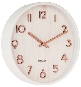 Orologio da parete bianco in legno di tiglio Piccolo, ø 22 cm Pure - Karlsson