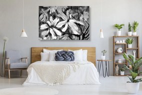 Stampa su tela – Albero acquerellato in fiore in bianco e nero