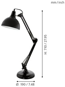 Eglo 94697 - Lampada da tavolo BORGILLIO 1xE27/40W/230V