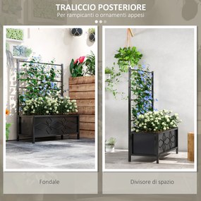 Fioriera Rettangolare con Traliccio per Piante Rampicanti 90x40x120 cm in Acciaio Zincato Nero...