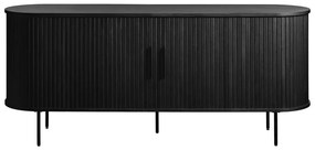 Cassettiera bassa nera in rovere con ante scorrevoli 76x180 cm Nola - Unique Furniture