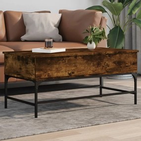 Tavolino Rovere Fumo 100x50x45cm İn Legno Multistrato E Metallo /