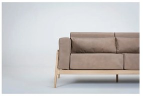 Divano in pelle di bufalo marrone chiaro con struttura in rovere massiccio, 180 cm Fawn - Gazzda
