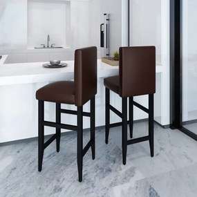 Sgabelli Da Bar 2 Pz Marrone Scuro İn Similpelle /