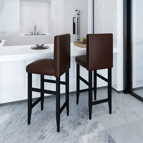 Sgabelli Da Bar 2 Pz Marrone Scuro İn Similpelle /