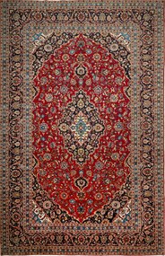 Kashan Tappeto 260 x 390 Blu (Iran) Annodato A Mano