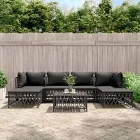 Set Salotto da Giardino 7 pz con Cuscini Antracite in Acciaio 3186903