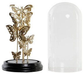 Statua Decorativa DKD Home Decor Cristallo Nero Dorato Metallo Farfalle (18,5 x 18,5 x 32,5 cm)