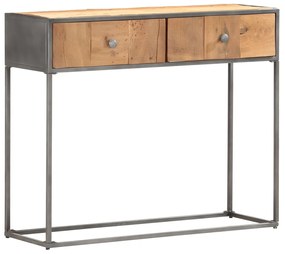 Tavolo Consolle 90x30x75 Cm İn Legno Massello Di Recupero /