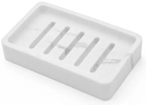 Set accessori bagno 4 pezzi in poliresina marmorizzata bianca Marmo