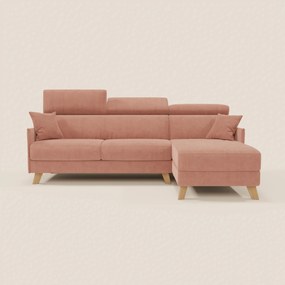 Sole Divano letto matrimoniale angolare con penisola contenitore e poggiatesta reclinabili - tessuto smacchiabile T23