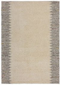 Tappeto grigio e crema tessuto a mano con lana 120x170 cm Minerals Border - Flair Rugs