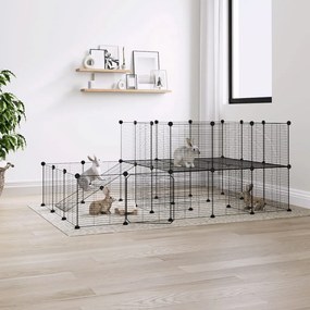 Gabbia per animali 44 pannelli con porta nera 35x35 cm acciaio