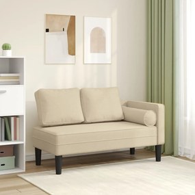 Chaise Longue Con Cuscini Crema İn Tessuto /