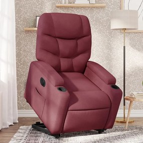 Poltrona Alzapersona Reclinabile Elettrica Rosso Vino Tessuto /