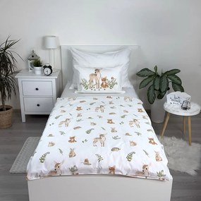 Set copripiumino e federa da bambini bianco/marrone in cotone per culla 100x135 cm Forest Animals – Jerry Fabrics