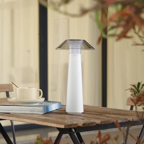 Lindby LED lampada da tavolo ricaricabile per esterni Gomba, bianca,