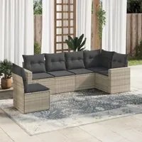 Set Divano da Giardino 6pz con Cuscini Grigio Chiaro Polyrattan 3251369