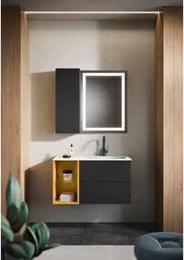 Mobile da bagno sospeso sotto lavabo L 59.5 x H 50 x P 45.5 cm antracite opaco, 2 cassetti Opera