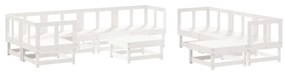 Set Divani da Giardino 10 pz con Cuscini Legno Massello Bianco