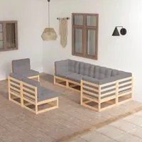 Set Divani da Giardino 8 pz con Cuscini Legno Massello di Pino 3076674