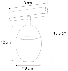 Faretto moderno nero per sistema binario monofase con LED incluso - Magnetic Eggy