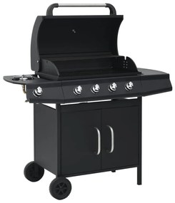 Barbecue E Griglia A Gas 4+1 Fornelli Nero İn Acciaio /
