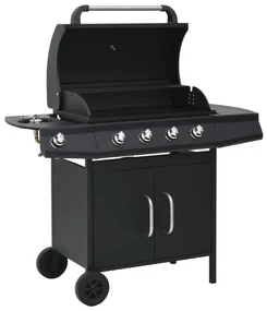 Barbecue E Griglia A Gas 4+1 Fornelli Nero İn Acciaio /