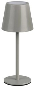 Lampada da tavolo LED grigia con paralume in metallo (altezza totale 21 cm) Diaz – Trio