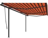 Tenda Retrattile Manuale con Pali 6x3,5 m Arancio e Marrone cod mxl 39699