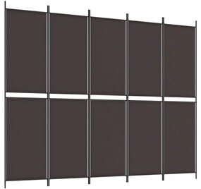 Divisorio a 5 pannelli marrone 250x200 cm in tessuto