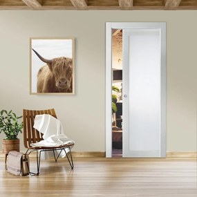 Porta interna scorrevole Dogon in MDF colore bianco, L 80 x H 210 cm, apertura reversibile