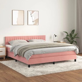 Giroletto A Molle Con Materasso Rosa 160x200 Cm İn Velluto /