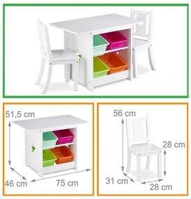 Set di tavolo e sedie per bambini in bianco