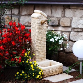 Fontana da Giardino Senza Rubinetto in Cemento Granulato di Marmo Zambla Nocciola...